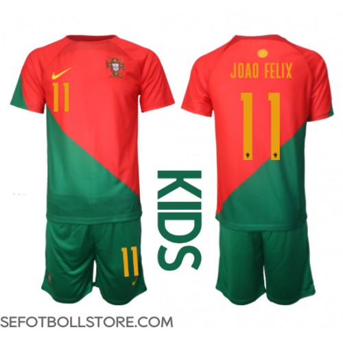 Portugal Joao Felix #11 Replika babykläder Hemmaställ Barn VM 2022 Kortärmad (+ korta byxor)